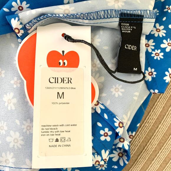 Cider Floral Smocked Short Sleeve Maxi Dress in Blue - Picture 9 of 9